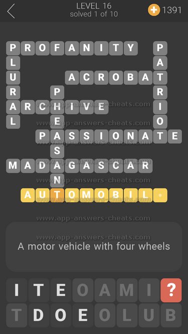 I Love Crosswords 3 Level 16 Answers And Cheats App Answers Cheats